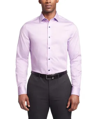 Tommy Hilfiger Th Flex Dress Shirt Mens Lavender Button-Up MAC122
