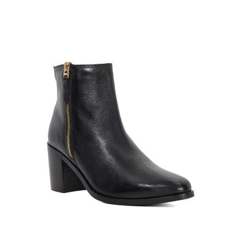 Dune London Womens Ladies Purl - Mid Height Block Heel Ankle Boots - Black Leather - Size UK 8