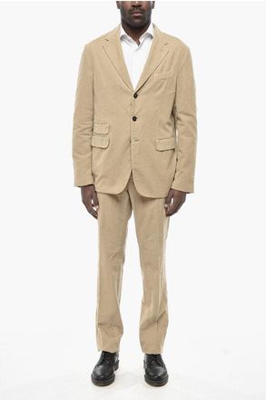 Massimo Alba Ribbed Velour Suit With Two Vents And Classic Notched Lapel size 52