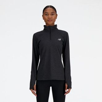 New Balance Mujer Sport Essentials Space Dye 1/4 Zip en Negro, Poly Knit, Talla 2XL