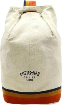 Herm&egrave;s Pre-owned Bucket Bags, female, Beige, Size: ONE SIZE Pre-owned Cabavlier Canvas Shoulder Bag