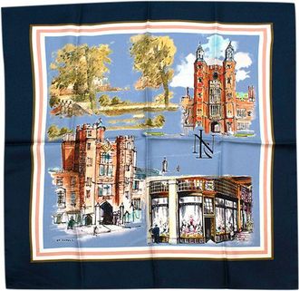 New & Lingwood Building Printed Silk Pocket Square