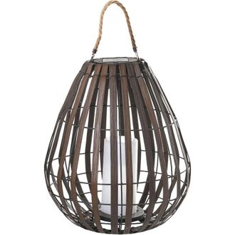 Beliani Solar Lantern Dark Brown Synthetic Material LED In & Outdoor Decoration Energy-Efficient Rustic Boho LUFUPA