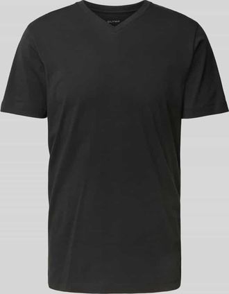 Olymp Level 5 T-Shirt mit geripptem V-Ausschnitt im 2er-Pack in Black, Größe XXL