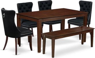 East West Furniture 6 Piece Dining Table Set Consists of a Rectangle Kitchen Table