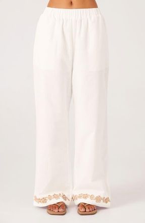 SNDYS Ines Soutache Trim Linen & Cotton Pants in White at Nordstrom, Size X-Small