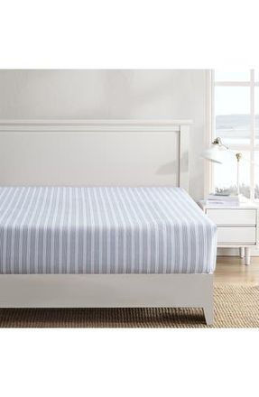 Nautica Beaux Stripe Percale Cotton Fitted Sheet in Dark Blue at Nordstrom Rack, Size Full