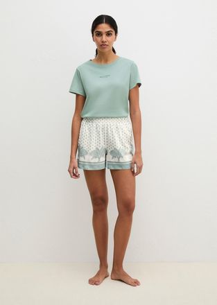 Marc O'Polo Schlafshorts MARC OPOLO Mix N Match Cotton, Damen, Gr. XL (46), N-Gr, gray mist print, Single Jersey, Obermaterial: 100% Baumwolle, bequem kurz, Hosen