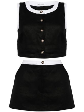 Reformation Roxy tweedelige linnen set - Zwart