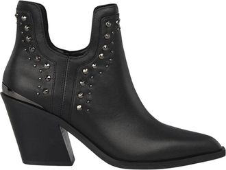 Alma En Pena Punt Enkellaars met Hak - Dames - Cowboylaarzen - Zwart - 38 EU - Leer - Schoenen