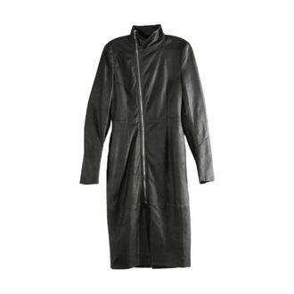 Rick Owens Single-Breasted Coats, female, Black, Size: L Zip Coat