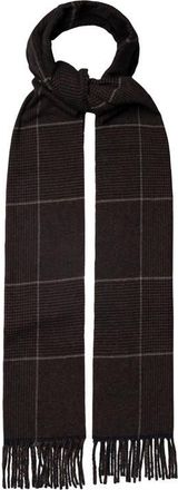 Eton Prince of Wales Check Cashmere Twill Fringe Scarf in Navy Blue at Nordstrom