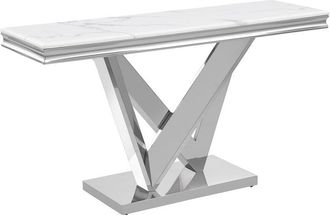 Best Master Furniture Blythe Stone Marble Laminate Silver Sofa Table