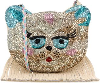 Valentino Garavani Embellished Leather Le Chat De La Maison Crossbody Bag