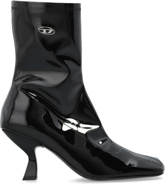 Diesel D-Amber Enkellaarsjes - Dames - Laarzen met Hak - Zwart - 35 EU - Leer - Schoenen