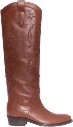 Via Roma 15 Leren Cowboylaarzen - Dames - Cowboylaarzen - Bruin - 37 1/2 EU - Leer - Schoenen