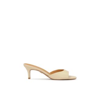 Kazar Cr&egrave;me flip-flops op een lage stilettohak - Dames - Muiltjes - Beige - 37 EU - Leer - Schoenen