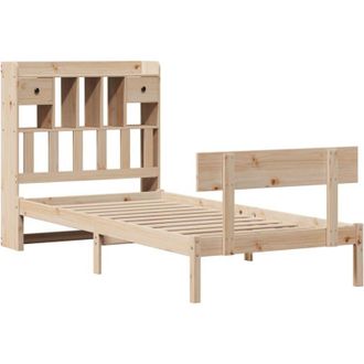 vidaXL Cama Con Estanter&iacute;a Sin Colch&oacute;n Madera Maciza De Pino 90x200 Cm Vidaxl