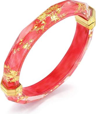 Gold & Honey Womens Thin Faceted Lucite Bangles In Watermelon Gold Leaf