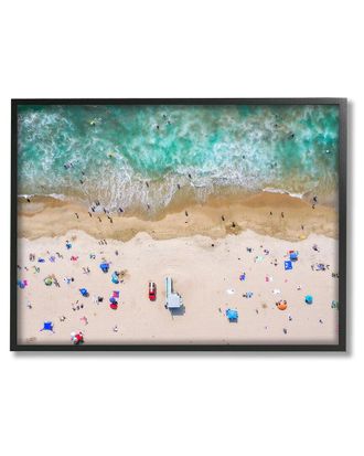 Stupell Industries Aerial Summer Beach Umbrellas Framed Giclee Wall Art By Jeff Poe Photography