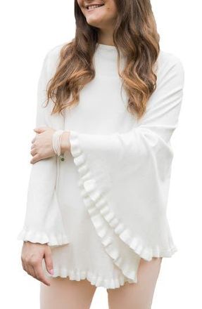 Saachi Talia Ruffle Trim Poncho in Ivory at Nordstrom Rack