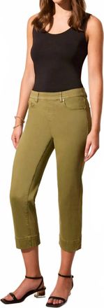 Tribal Pull-On Kick Flare Capri Pants In Loden Olive