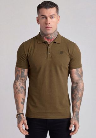 Siksilk Hombres Caqui Verde Polo T-Shirt XXL