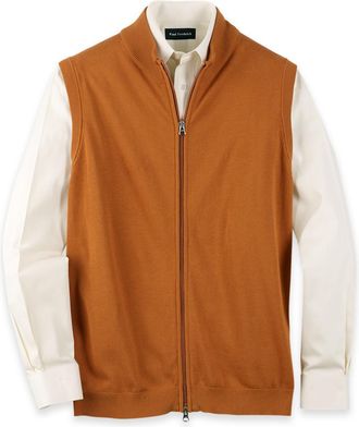Paul Fredrick Cotton Full Zip Mock Neck Vest