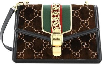 Gucci Sylvie Shoulder Bag GG Velvet Small crossbody bag - Bruin