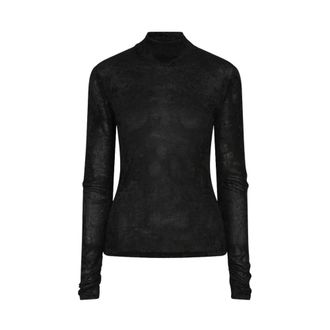 Dante6 Olya Velvet Mesh Top - Dames - Truien - Zwart - Maat: L Velours