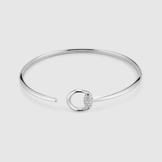 Gucci Horsebit Diamond 18k Bangle Bracelet, White Gold, White Gold