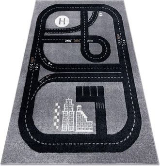 RugsX Rugsx - Alfombra Fun Track Para Ni&ntilde;os, Calle, Pueblo Gris Grey 120x170 Cm