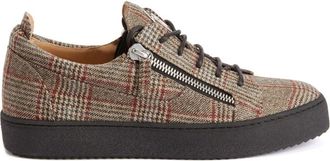 Giuseppe Zanotti Frankie check-pattern double-zip low-top sneakers - men - Cotton/Rubber - 41.5 - Neutrals