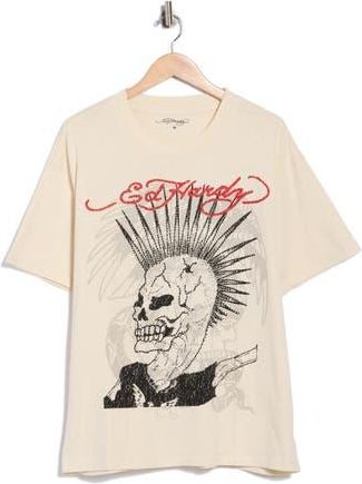Ed Hardy Rhinestone Punk Mohawk Boxy Graphic T-Shirt in Ivory at Nordstrom Rack, Size X-Large