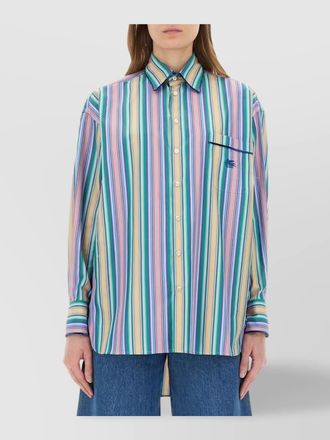 Tシャツ・カットソー ETRO FW25 'Pegaso' striped shirt (MRIB000499TR575 S8460) Etro - Pegaso Red Striped Shirt - annameglio.com shop online