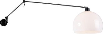 QAZQA Moderno Aplique negro con pantalla blanca 30 cm regulable - Blitz Acero /Plástico Alargada Adecuado para led Max. 1 x 60 Watt - Qazqa