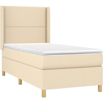 vidaXL Cama Box Spring Con Colch&oacute;n Tela Color Crema 90x190 Cm Vidaxl