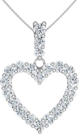 Pompeii3 2Ct Diamond Heart Penant 14k Gold Lab Grown Womens Necklace 18