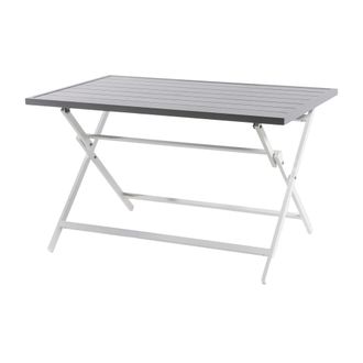 ED&Egrave;N JARD&Iacute; Mesa de exterior plegable de aluminio blanco 120x72x71 cm