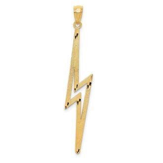 Diamond2Deal 14k Yellow Gold Polished Diamond-Cut Lightning Bolt Pendant
