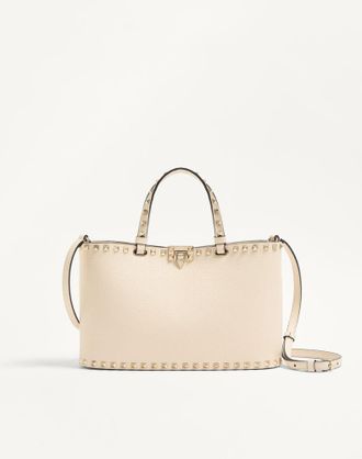 Valentino Garavani Borsa Shopping Piccola Valentino Garavani Rockstud In Vitello Granato Donna LIGHT IVORY UNI