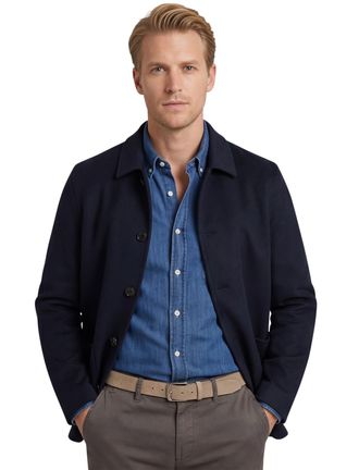 Profuomo Wool Button overshirt Profuomo donkerblauw