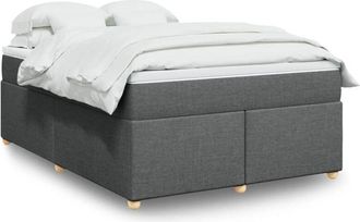 vidaXL Cama Box Spring Con Colch&oacute;n Tela Gris Oscuro 140x200 Cm Vidaxl