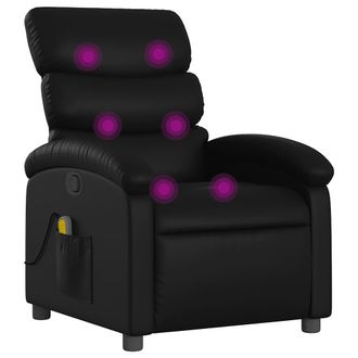 vidaXL Sill&oacute;n De Masaje Reclinable Cuero Sint&eacute;tico Negro Vidaxl