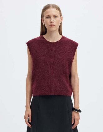 Selected Canotta in maglia color porto fulvo-Rosso
