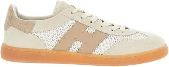 Hogan Beige Crochet Suede Sneakers