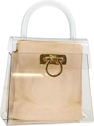 Ferragamo Pre-owned Handbags, female, Beige, Size: ONE SIZE Pre-owned Clear Plastic Hand Bag