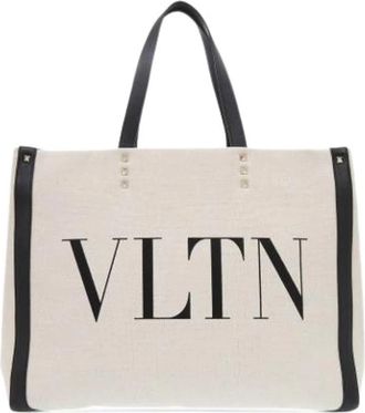 Valentino Pre-owned Tote Bags, female, White, Size: ONE SIZE Pre-owned Canvas Satchel