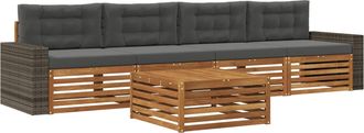 vidaXL Conjunto De Sof&aacute;s De Exterior 5 Uds. Natural Y Antracita Vidaxl