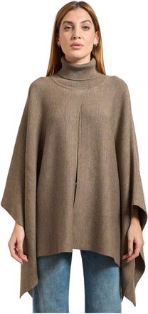 HUGO BOSS Jassen, Dames, Zwart, ONE Size, Wol, Gestreepte Wollen Poncho Jas